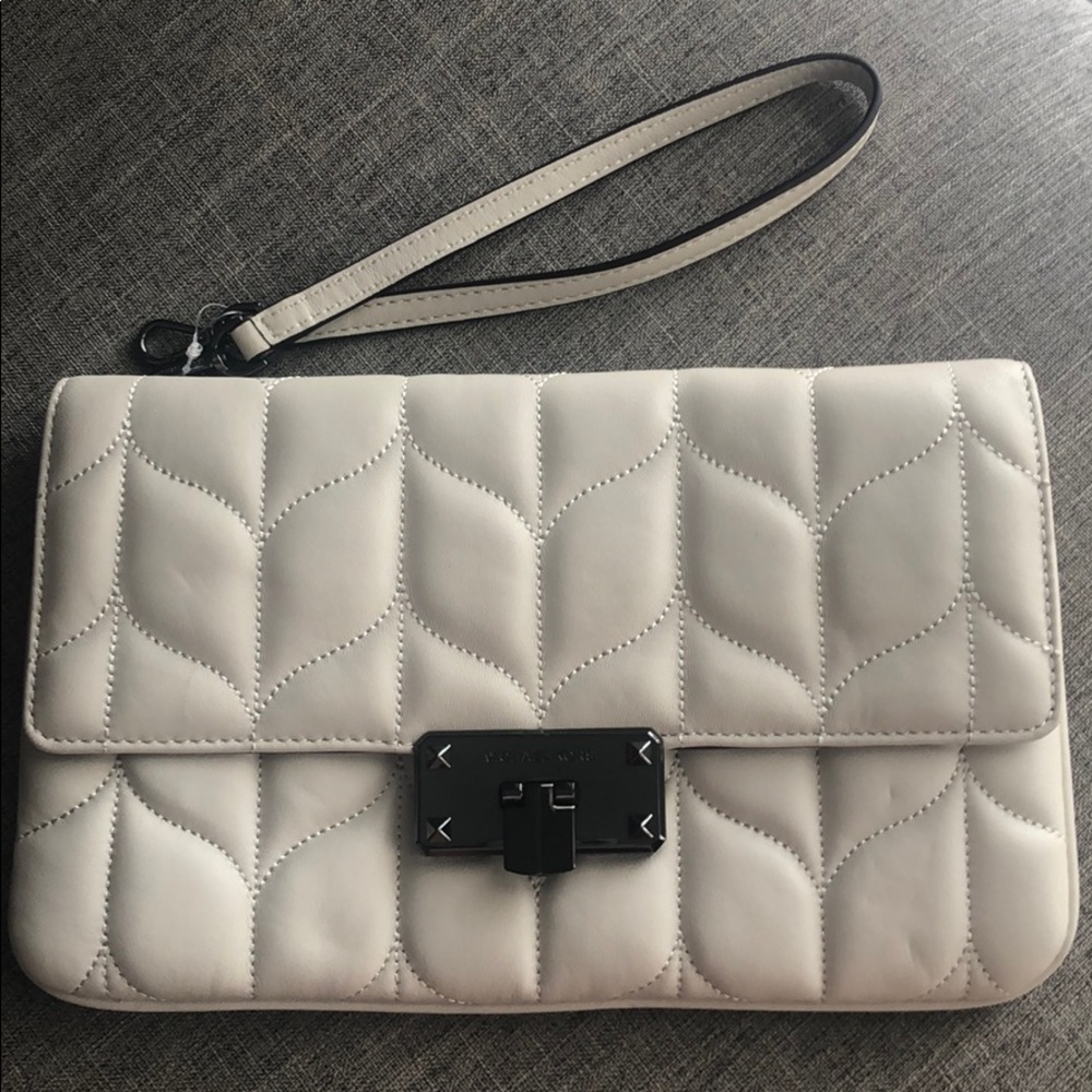 Michael Kors beige leather clutch
